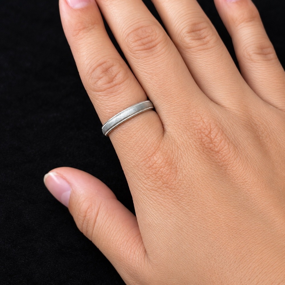 925 Sterling Silver Milgrain Band Ring Size 9 Brushed Matte Stackable Vintage